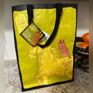 TRADER JOE’S Quirky Perky Yellow-Pink Reusable Grocery Tote Bag
